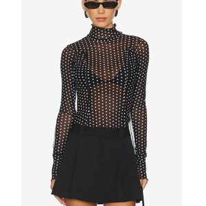 Charlie Black and White Polka Dot Sheer Top